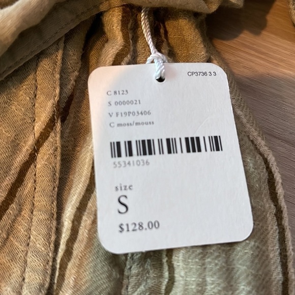 $128 NWT FREE PEOPLE ONE BALLAST STRIPED BELTED OVERALL JUMPSUIT MOSS Sz S - Picture 7 of 11